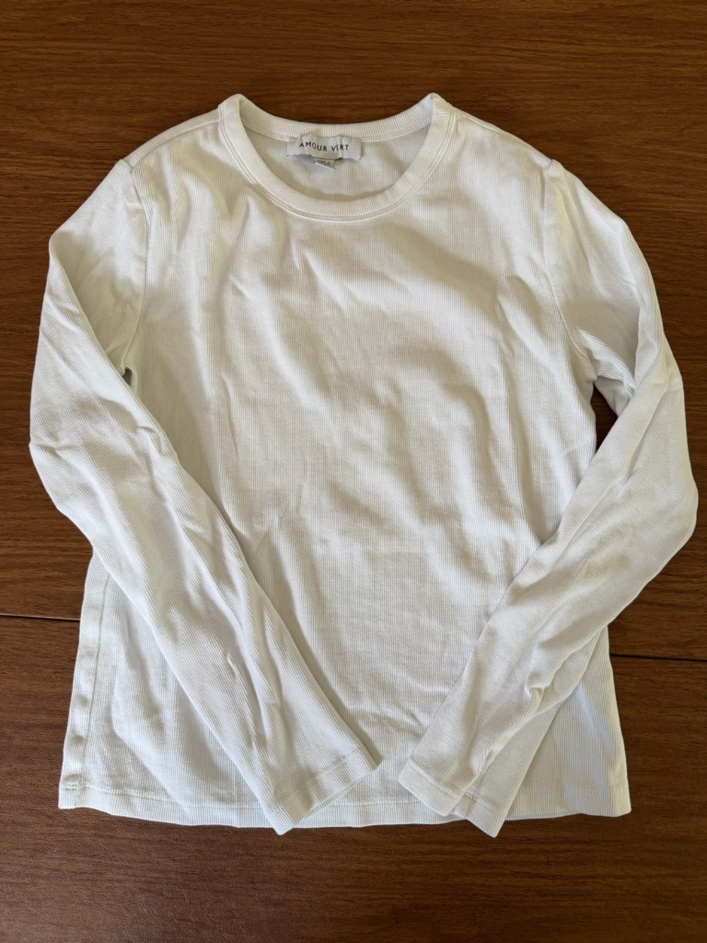 Amour Vert Ribbed Long Sleeve Tee - White